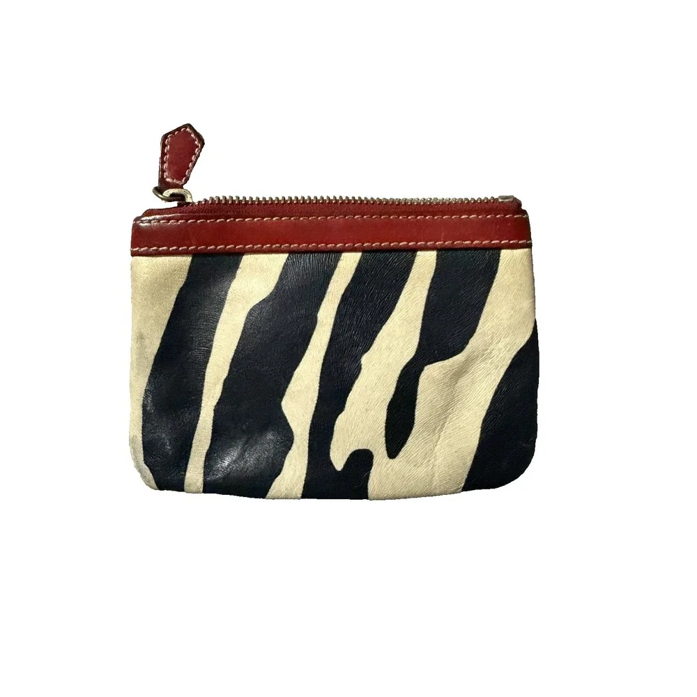 Dooney & Bourke Red White Black Zebra Print Zippered Wallet